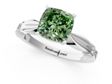 White gold Fancy Green Cushion  Solitaire Diamond Twisted Band with Four-Prong Setting_120