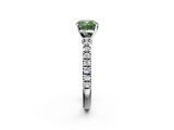 White gold Fancy Green Cushion  Solitaire Diamond with Pavé Band and Four-Prong Setting_50