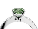 White gold Fancy Green Cushion  Solitaire Diamond with Pavé Band and Four-Prong Setting_52