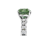 White gold Fancy Green Cushion  Solitaire Diamond with Pavé Band and Four-Prong Setting_53