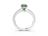White gold Fancy Green Cushion  Solitaire Diamond with Pavé Band and Four-Prong Setting_54