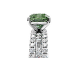 White gold Fancy Green Cushion  Solitaire Diamond with Pave and Channel Set Band_100