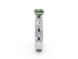 White gold Fancy Green Cushion  Solitaire Diamond with Pave and Channel Set Band_97