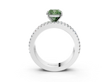White gold Fancy Green Cushion  Solitaire Diamond with Pave and Channel Set Band_98