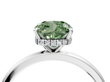 White gold Fancy Green Cushion  Solitaire Engagement Ring with Cathedral Band and Four-Prong Setting_21