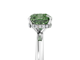 White gold Fancy Green Cushion  Solitaire Engagement Ring with Cathedral Band and Four-Prong Setting_22