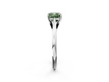 White gold Fancy Green Cushion  Solitaire Engagement Ring with Four-Prong Setting and Classic Band 2