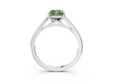 White gold Fancy Green Cushion  Solitaire Engagement Ring with Four-Prong Setting and Classic Band 3