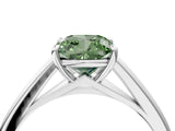 White gold Fancy Green Cushion  Solitaire Engagement Ring with Four-Prong Setting and Classic Band 4