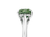 White gold Fancy Green Cushion  Solitaire Engagement Ring with Four-Prong Setting and Classic Band 5
