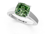 White gold Fancy Green Cushion  Solitaire Engagement Ring with Four-Prong Setting and Tapered Band_4