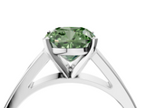White gold Fancy Green Cushion  Solitaire Engagement Ring with Four-Prong Setting and Tapered Band_7