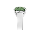 White gold Fancy Green Cushion  Solitaire Engagement Ring with Four-Prong Setting and Tapered Band_8