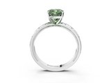 White gold Fancy Green Cushion  Solitaire Engagement Ring with Scrollwork Band and Four-Prong Setting_133