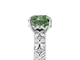 White gold Fancy Green Cushion  Solitaire Floral Milgrain Engagement Ring_55