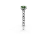 White gold Fancy Green Cushion  Solitaire Floral Milgrain Engagement Ring_57