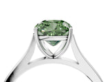 White gold Fancy Green Cushion  Solitaire Heart Prong Engagement Ring with Tapered Band_76