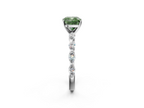 White gold Fancy Green Cushion  Solitaire Marquise Side Stone Prong Setting Ring_46