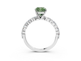 White gold Fancy Green Cushion  Solitaire Marquise Side Stone Prong Setting Ring_47