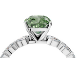 White gold Fancy Green Cushion  Solitaire Marquise Side Stone Prong Setting Ring_48