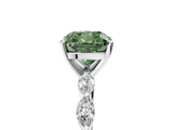White gold Fancy Green Cushion  Solitaire Marquise Side Stone Prong Setting Ring_49