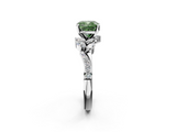 White gold Fancy Green Cushion  Solitaire Marquise Twist Band with Six-Prong Setting_57