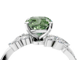 White gold Fancy Green Cushion  Solitaire Marquise Twist Band with Six-Prong Setting_59