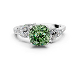 White gold Fancy Green Cushion  Solitaire Marquise Twist Band with Six-Prong Setting_59