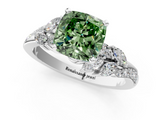 White gold Fancy Green Cushion  Solitaire Marquise Twist Band with Six-Prong Setting_60