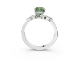 White gold Fancy Green Cushion  Solitaire Marquise Twist Band with Six-Prong Setting_62
