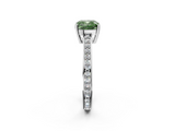 White gold Fancy Green Cushion  Solitaire Pavé Band Prong Setting Ring_22