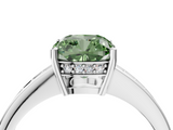 White gold Fancy Green Cushion  Solitaire Pavé Band Prong Setting Ring_24