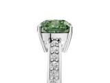 White gold Fancy Green Cushion  Solitaire Pavé Band Prong Setting Ring_25