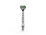 White gold Fancy Green Cushion  Solitaire Pavé Band with Four-Prong Setting_153