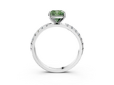 White gold Fancy Green Cushion  Solitaire Pavé Band with Four-Prong Setting_154