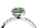 White gold Fancy Green Cushion  Solitaire Pavé Band with Four-Prong Setting_157