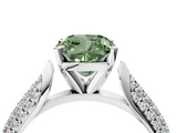 White gold Fancy Green Cushion  Solitaire Pavé Diamond Engagement Ring with Four-Prong Setting_154