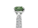 White gold Fancy Green Cushion  Solitaire Pavé Diamond Engagement Ring with Four-Prong Setting_155