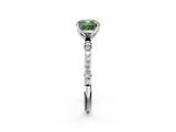 White gold Fancy Green Cushion  Solitaire Pavé Diamond Engagement Ring with Four-Prong Setting_58