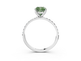 White gold Fancy Green Cushion  Solitaire Pavé Diamond Engagement Ring with Four-Prong Setting_59