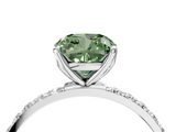 White gold Fancy Green Cushion  Solitaire Pavé Diamond Engagement Ring with Four-Prong Setting_60