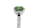 White gold Fancy Green Cushion  Solitaire Pavé Diamond Engagement Ring with Four-Prong Setting_61