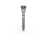 White gold Fancy Green Cushion  Solitaire Pavé Diamond Milgrain Engagement Ring with Four-Prong Setting_5