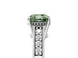 White gold Fancy Green Cushion  Solitaire Pavé Diamond Milgrain Engagement Ring with Four-Prong Setting_8