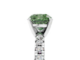 White gold Fancy Green Cushion  Solitaire Pave Diamond Engagement Ring with Four-Prong Setting_19