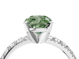White gold Fancy Green Cushion  Solitaire Pave Diamond Engagement Ring with Four-Prong Setting_345