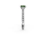 White gold Fancy Green Cushion  Solitaire Pave Diamond Engagement Ring with Prong Setting_22