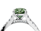White gold Fancy Green Cushion  Solitaire Pave Diamond Engagement Ring with Prong Setting_24