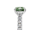 White gold Fancy Green Cushion  Solitaire Pave Diamond Engagement Ring with Prong Setting_25