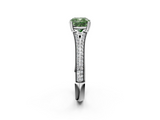 White gold Fancy Green Cushion  Solitaire Pave Split Shank Engagement Ring with Six-Prong Setting_38